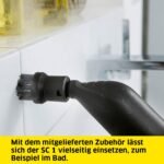 Kaercher SC 1 Dampfreiniger 1.200W – 3 Bar, 3 Min Aufheizzeit, 200ml Tank, Hand- & Powerduese, Mikrofaser-Ueberzug & Rundbuers te – Bild 7