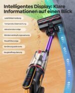Fieety Akku Staubsauger 600W, 50kPa, 65 Min – Kabellos, Tierpflegebuers te, 8-Schicht-Filtration, Aromatherapie, ultraleise, Gold & Lila – Bild 8