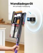 Fieety Akku Staubsauger 600W, 50kPa, 65 Min – Kabellos, Tierpflegebuers te, 8-Schicht-Filtration, Aromatherapie, ultraleise, Gold & Lila – Bild 2