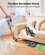Fieety Akku Staubsauger 600W, 50kPa, 65 Min – Kabellos, Wandladestation, Automatikmodus, Aromatherapie, flexibles Biegegelenk, Orange – Bild 5