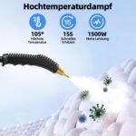 Kyapoo Dampfreiniger 1500W – 15s Aufheizzeit, 1L Tank, 6 Stufen, 3 Bar, tragbar fuer Boden, Kueche, Fenster, Bad & Auto – Bild 5