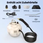Kyapoo Dampfreiniger 1500W – 15s Aufheizzeit, 1L Tank, 6 Stufen, 3 Bar, tragbar fuer Boden, Kueche, Fenster, Bad & Auto – Bild 7