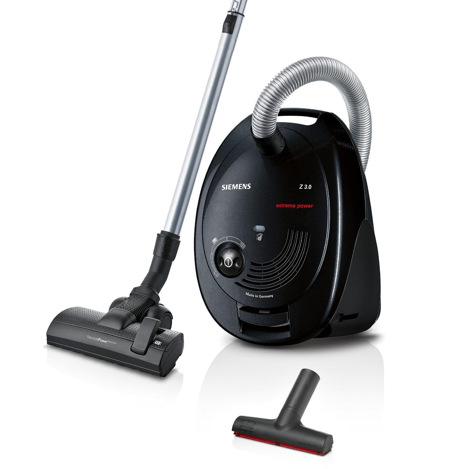 71N-RcFI7_L Siemens VSZ3XTRM11 Staubsauger mit Beutel 850W – XXL-Polsterduese fuer Tierhaare, Bodendueuse fuer Parkett, Teppich & Fliesen, Schwarz – Bild 1