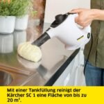 Kaercher SC 1 Dampfreiniger 1.200W – 3 Bar, 3 Min Aufheizzeit, 200ml Tank, Hand- & Powerduese, Mikrofaser-Ueberzug & Rundbuers te – Bild 4