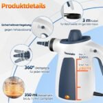 Traumheim Handdampfreiniger 1200W – 3 Bar, 14-teiliges Zubehoer, 110 Grad C, chemiefrei fuer Kueche, Boeden, Fliesen & Sofas – Bild 5