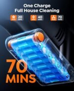 Fieety Akku Staubsauger 600W, 50kPa, 65 Min – Kabellos, Wandladestation, Automatikmodus, Aromatherapie, flexibles Biegegelenk, Orange – Bild 4
