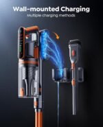 Fieety Akku Staubsauger 600W, 50kPa, 65 Min – Kabellos, Wandladestation, Automatikmodus, Aromatherapie, flexibles Biegegelenk, Orange – Bild 9