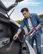 Powerffy Akku Staubsauger 600W, 45kPa, 60 Min – Kabellos, HD-Display, 1,8L Staubbehaelter, Anti-Tangle-Buerste mit LED-Licht, Lila – Bild 5
