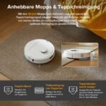 roborock Qrevo Saugroboter QV 35A – 8000Pa Saugkraft, Wischfunktion, Anti-Verfilzungs-Seitenbuers te, LiDAR-Navigation, All-in-One Dock, Weiss – Bild 7