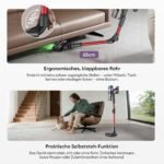Ultenic Akku Staubsauger 55000Pa, 600W, 80 Min – Kabellos, Multi-Zyklon, Anti-Tangle-Buerste, Wandladestation, fuer Tierhaare & Teppiche, Rot – Bild 9