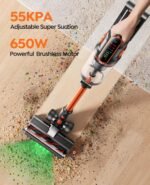 Fieety Akku Staubsauger 600W, 50kPa, 65 Min – Kabellos, Wandladestation, Automatikmodus, Aromatherapie, flexibles Biegegelenk, Orange – Bild 6